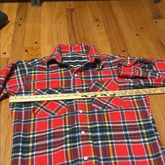 Vtg Big Mac Flannel Shirt Men's Medium 1970s Red  Plaid Heavyweight Penneys - Picture 4 of 10